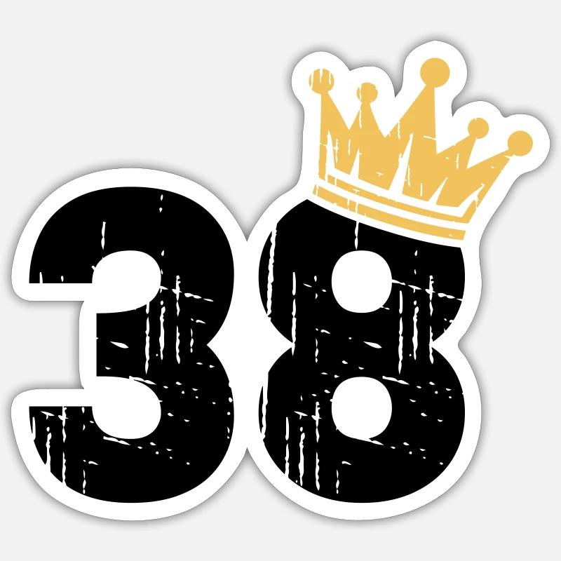 38 Crown 38e anniversaire 38 ans - Sticker taille S (10 x 10 cm) - blanc mat