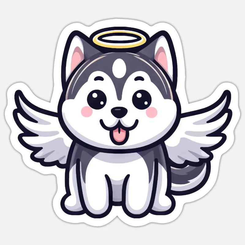 Dobermann Engel Welpe Design - Sticker Größe S (10 x 10 cm) - Mattweiß