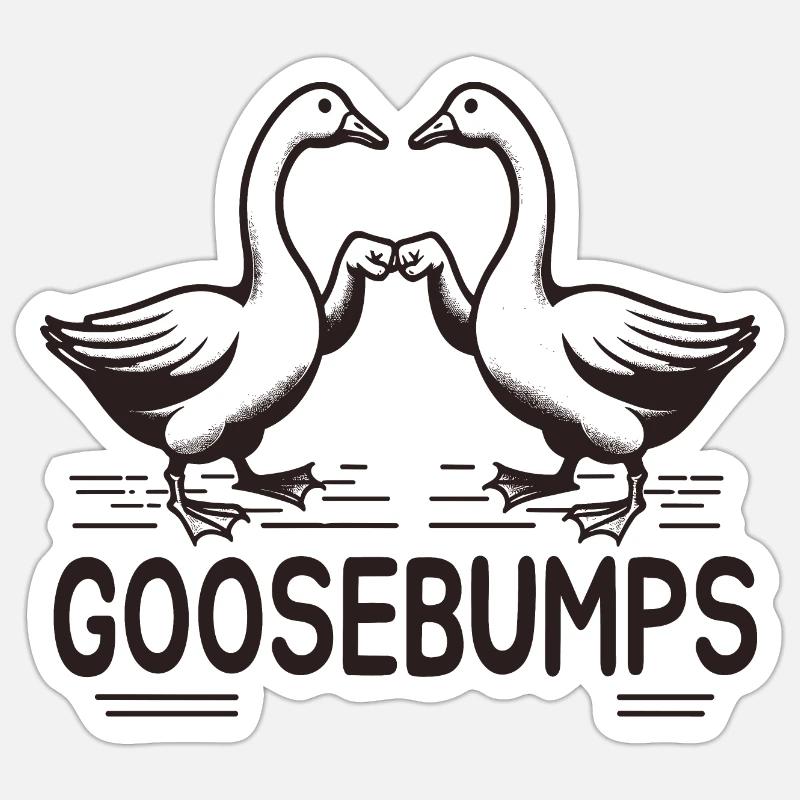 "Goosebump": Zwei Gänse mit Fauststoß! - Sticker Größe S (10 x 10 cm) - Mattweiß