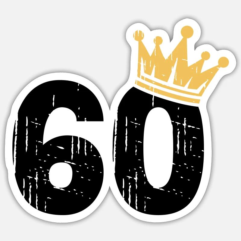 60 Couronne 60e anniversaire 60 ans - Sticker taille S (10 x 10 cm) - blanc mat