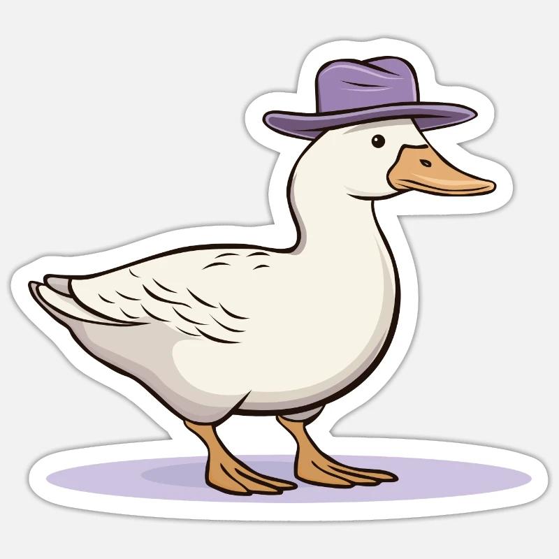 Duck with hat - Sticker size S (10 x 10 cm) - white matte