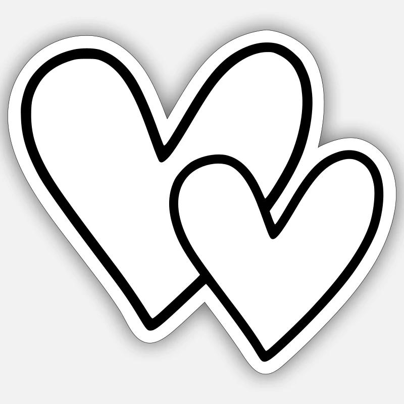 2 Hearts - Sticker size S (10 x 10 cm) - white matte
