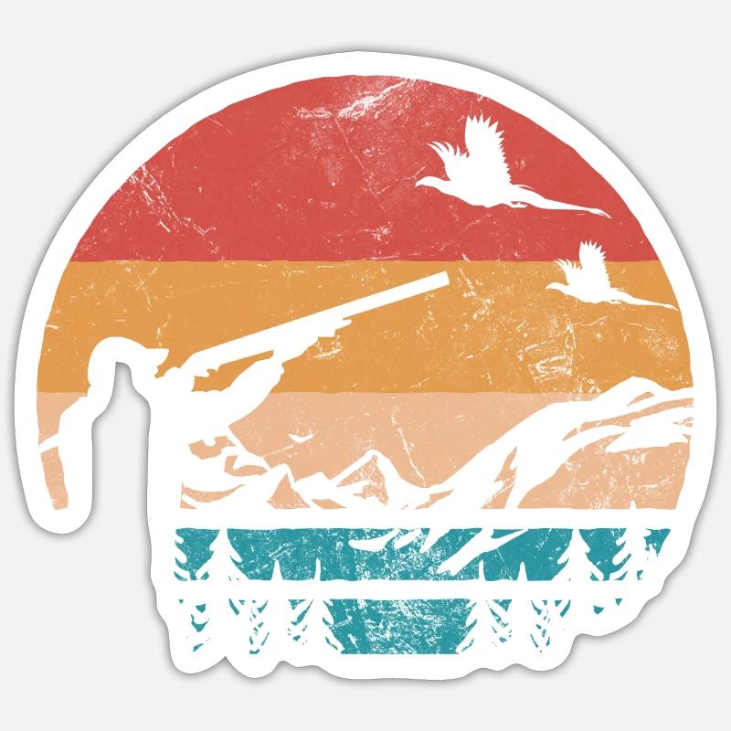 Pheasant hunter Retro - Sticker Größe S (10 x 10 cm) - Mattweiß