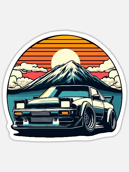 JDM-Auto Japanische Retro-Autorenn-Drift-Legende - Sticker Größe S (10 x 10 cm) - Mattweiß