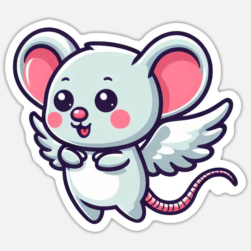 Souris céleste : Rongeur mignon avec - Sticker taille S (10 x 10 cm) - blanc mat