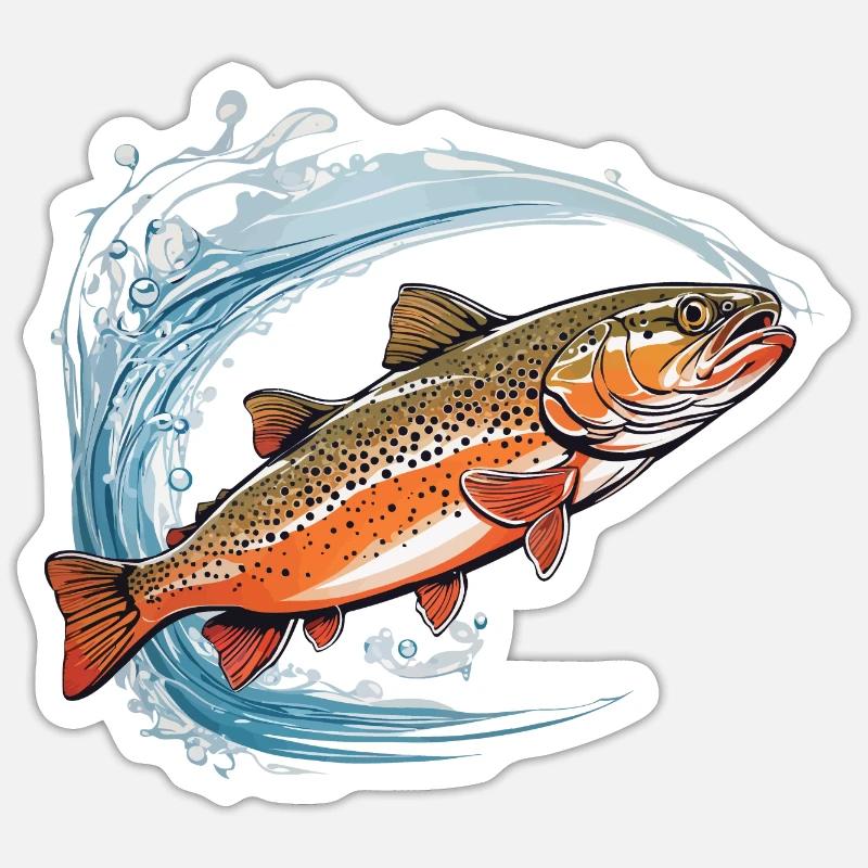 Conception passionnée de poisson pêcheur à la truite - Sticker taille S (10 x 10 cm) - blanc mat