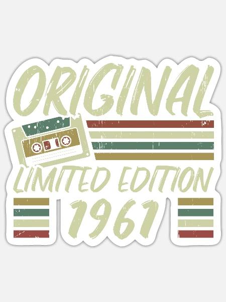 Vintage 1961 Rétro Cadeau D’anniversaire 1961 - Sticker størrelse S (10 x 10 cm) - mat hvid