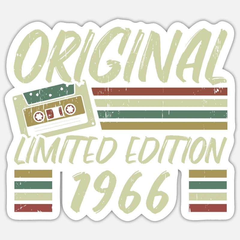 Jahrgang 1966 Retro 1966 Geburtstagsgeschenk - Sticker Größe S (10 x 10 cm) - Mattweiß