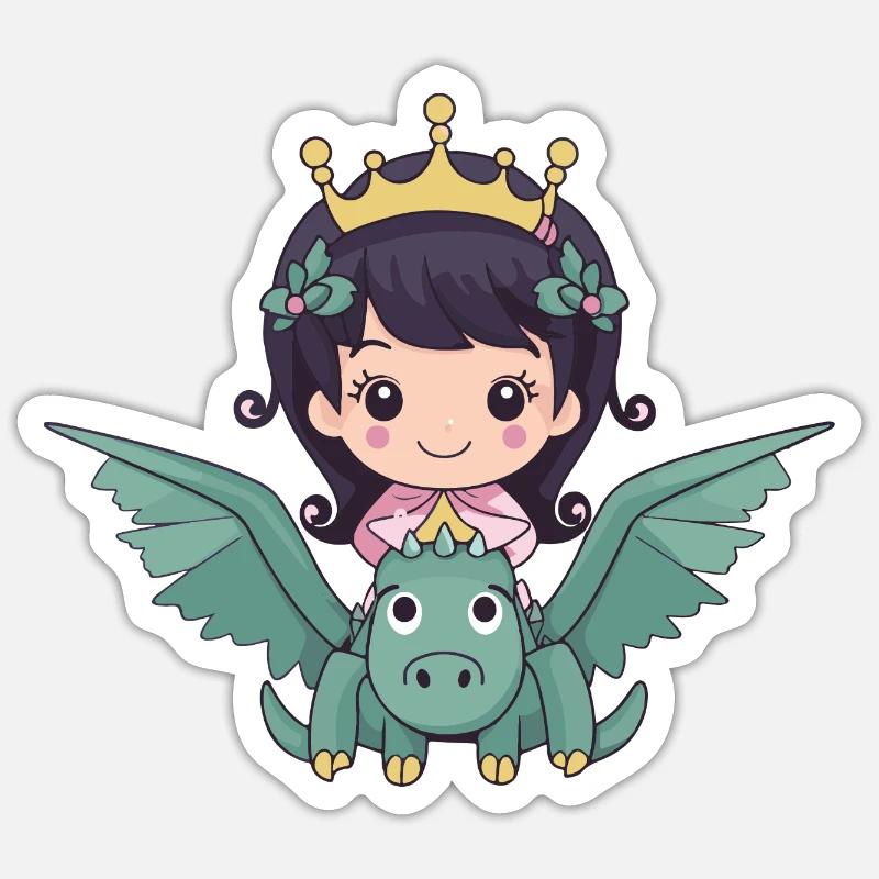 Prinzessin Drache Comic Sticker Größe S (10 x 10 cm)