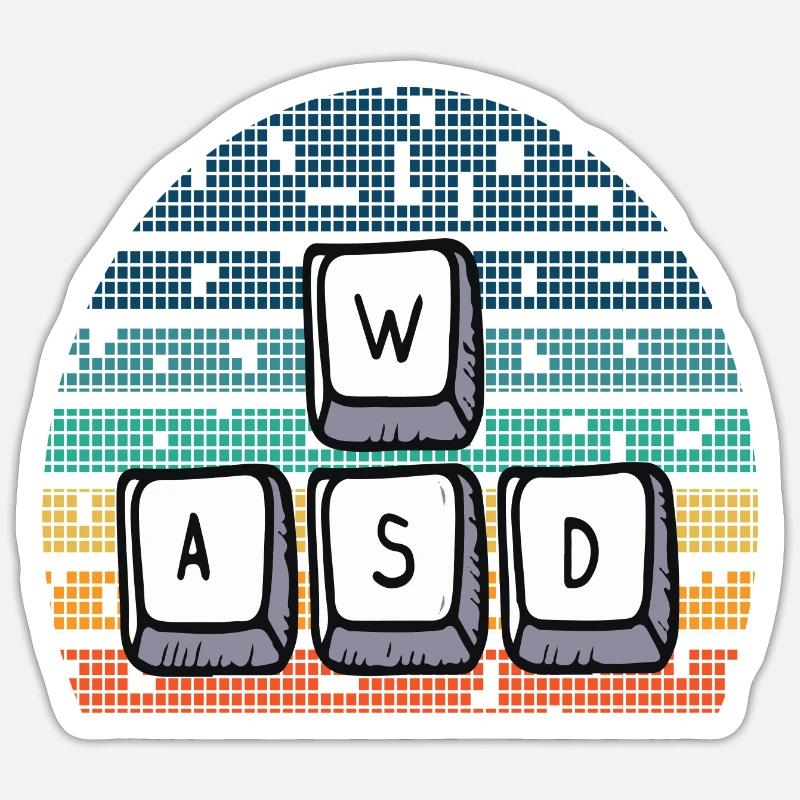 WASD Retro - Sticker Größe S (10 x 10 cm) - Mattweiß