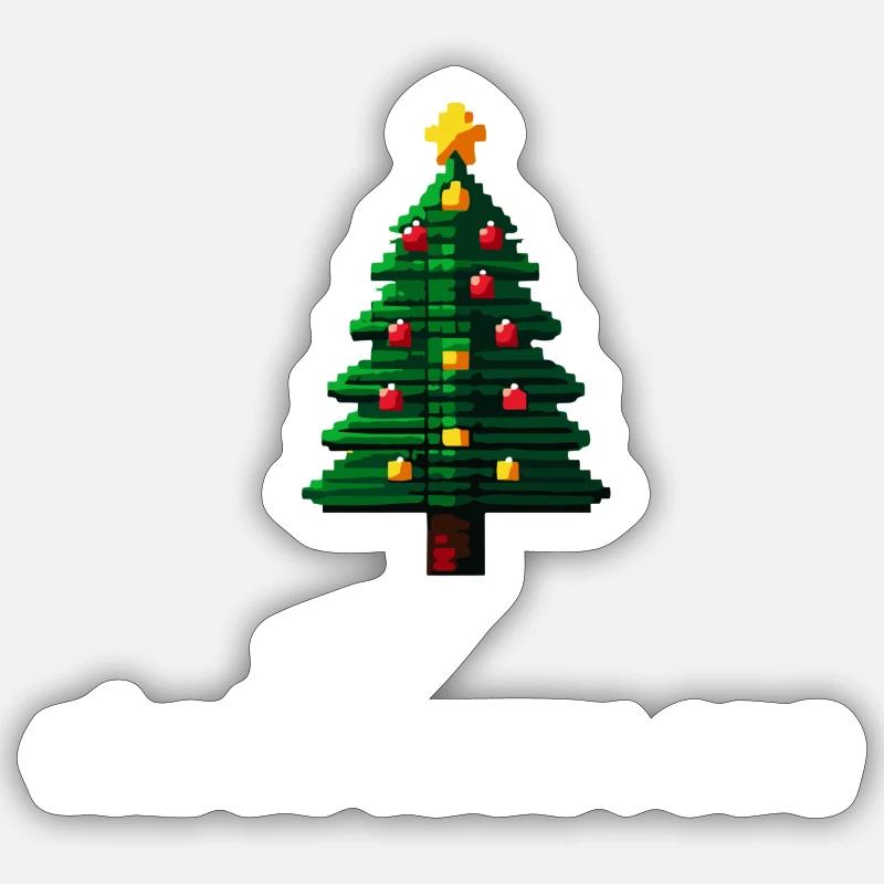Pixel Noël - Sticker taille S (10 x 10 cm) - blanc mat