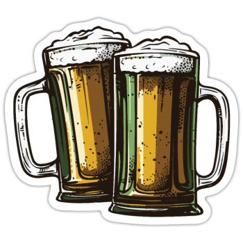 Bier Glas Prost Drinking - Sticker Größe S (10 x 10 cm) - Mattweiß - Vorne