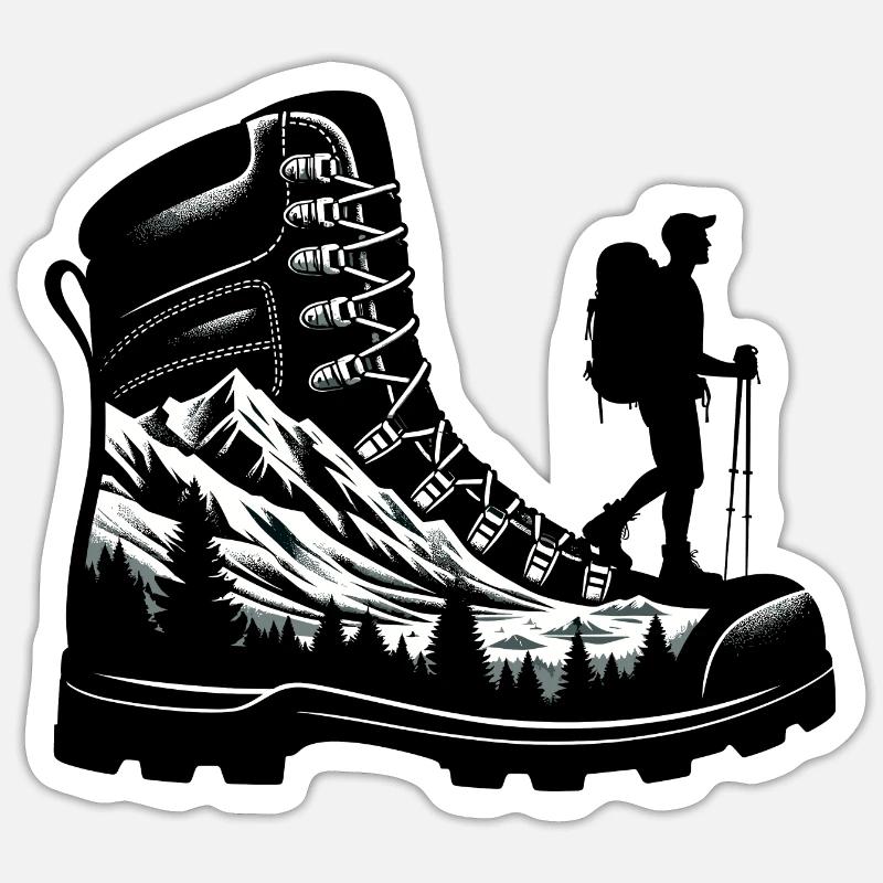 Drawing Hiker Bergwanderschuh Sticker Größe S (10 x 10 cm)