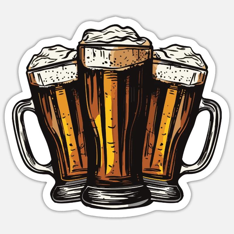 Bier Saufen Drinking - Sticker Größe S (10 x 10 cm) - Mattweiß