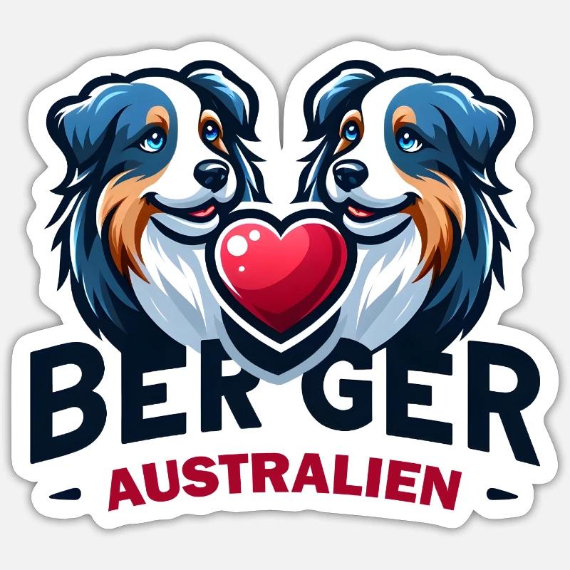 Affection Berger Australien - Sticker taille S (10 x 10 cm) - blanc mat