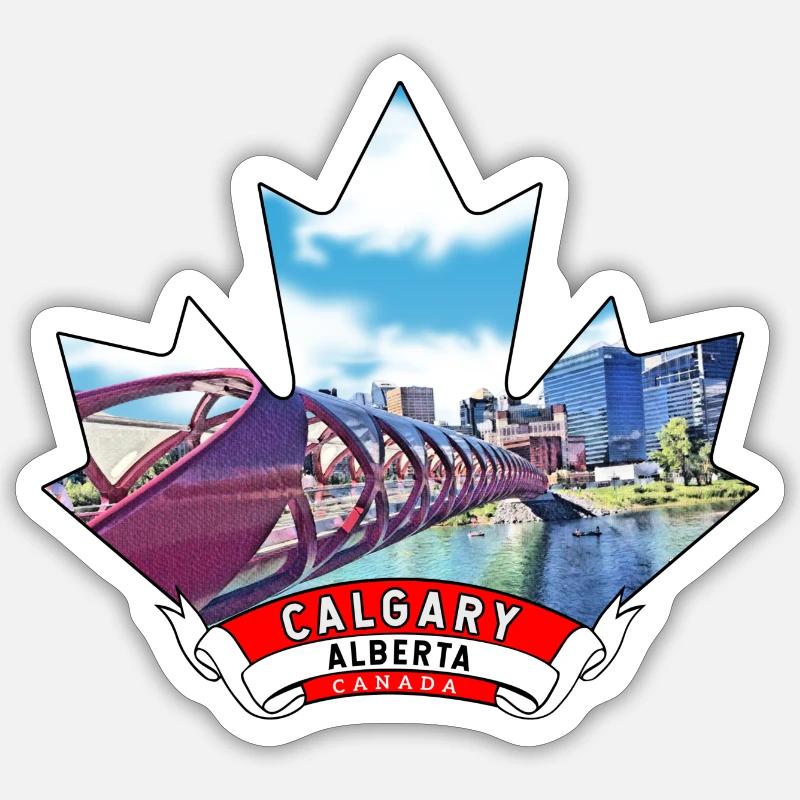 Calgary, Alberta Canada Maple Leaf - Sticker size S (10 x 10 cm) - white matte