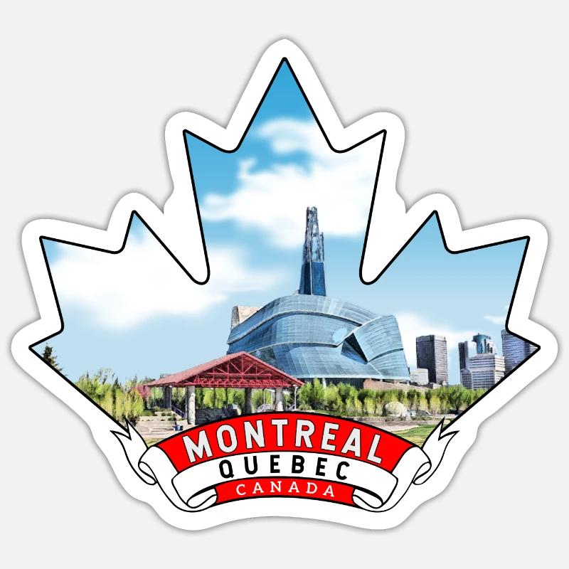 Montreal, Quebec Kanada Maple Leaf - Sticker Größe S (10 x 10 cm) - Mattweiß