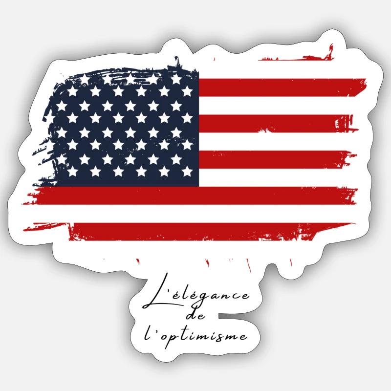 États Unis - Sticker taille S (10 x 10 cm) - blanc mat