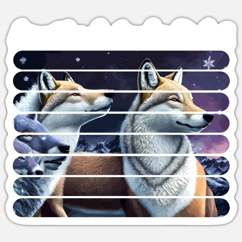 Arctic animals rule! Arctic Fox Starry Night Sticker size S (10 x 10 cm)