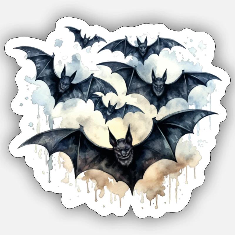 Bats - Sticker taille S (10 x 10 cm) - blanc mat