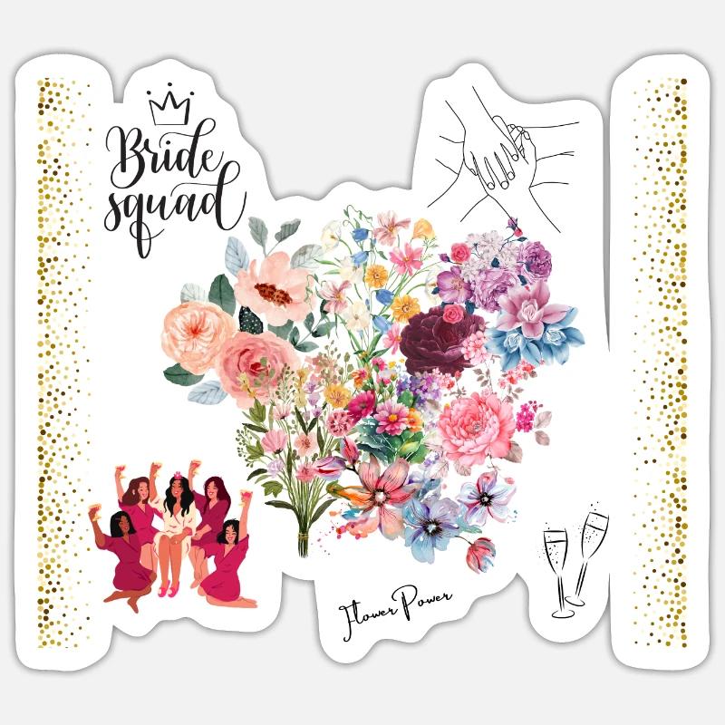 Junggesellinnenabschied - Flower Power Bride Squad Sticker Größe S (10 x 10 cm)