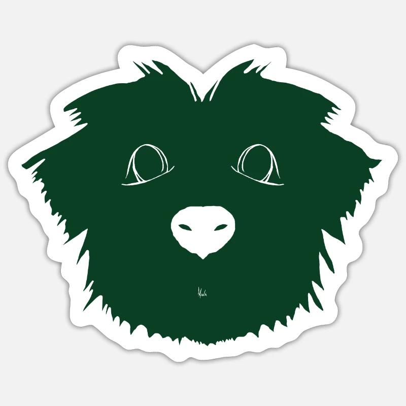 Chiot vert - Sticker taille S (10 x 10 cm) - blanc mat