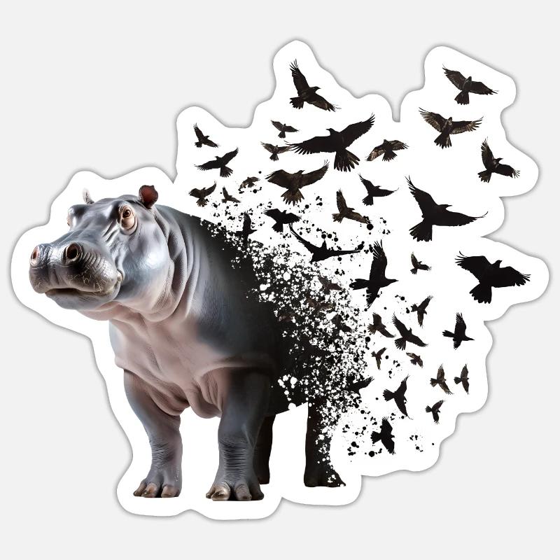 Nilpferd Sticker Größe S (10 x 10 cm)