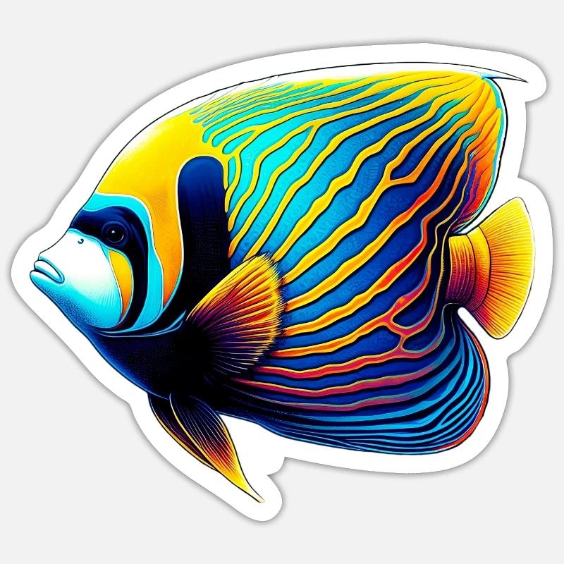 Kaiser-Engelsfisch - Sticker Größe S (10 x 10 cm) - Mattweiß