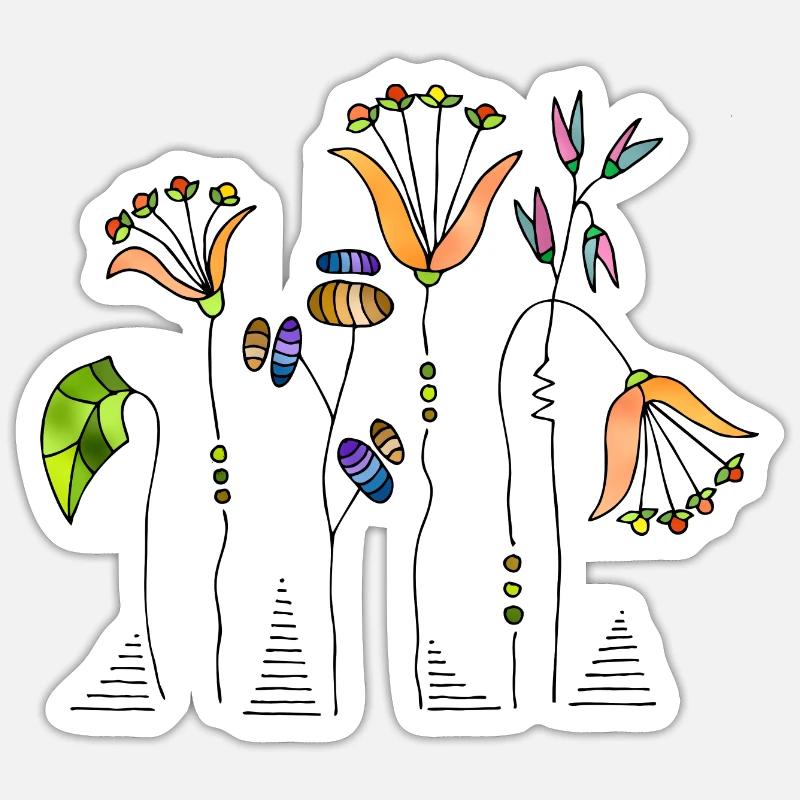 Fleur - Sticker taille S (10 x 10 cm) - blanc mat