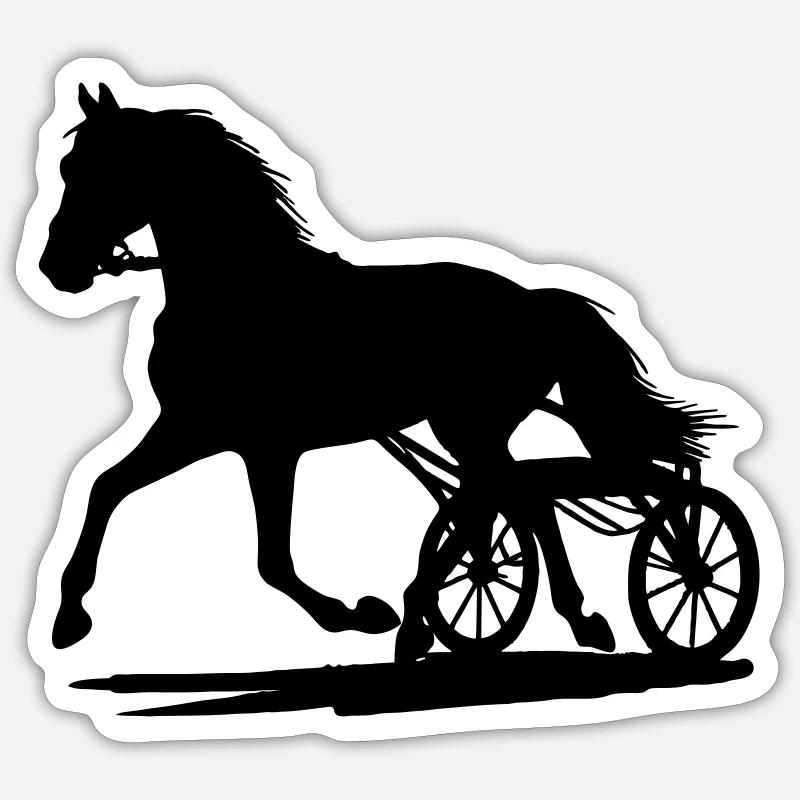 Trotteur devant une silhouette sulky - Sticker taille S (10 x 10 cm) - blanc mat