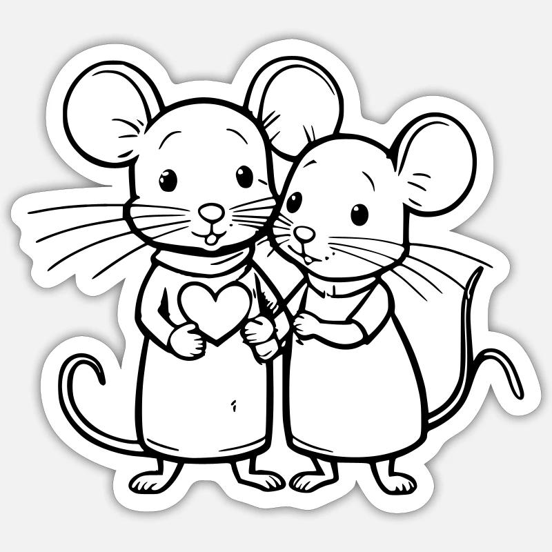 Zwei verliebte Mäuse Sticker Größe S (10 x 10 cm)