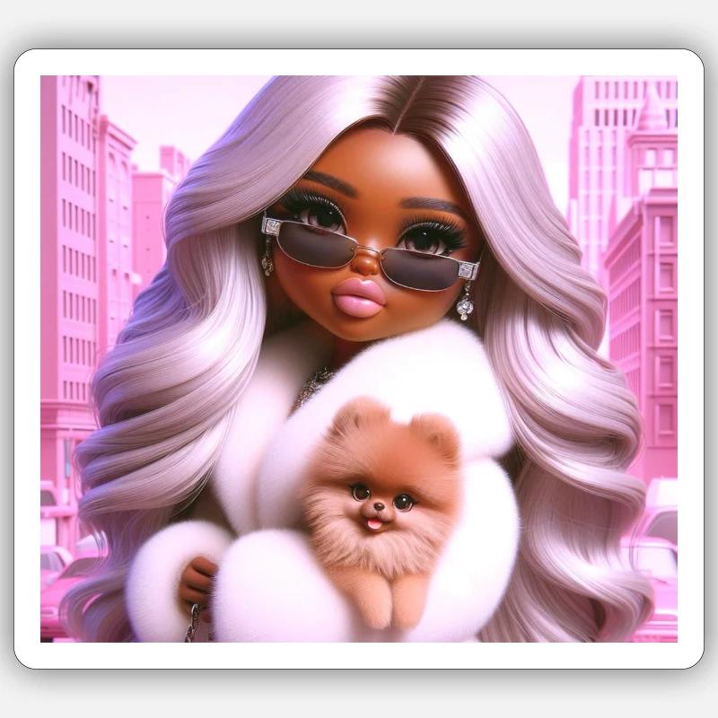Lady - Sticker Größe S (10 x 10 cm) - Mattweiß