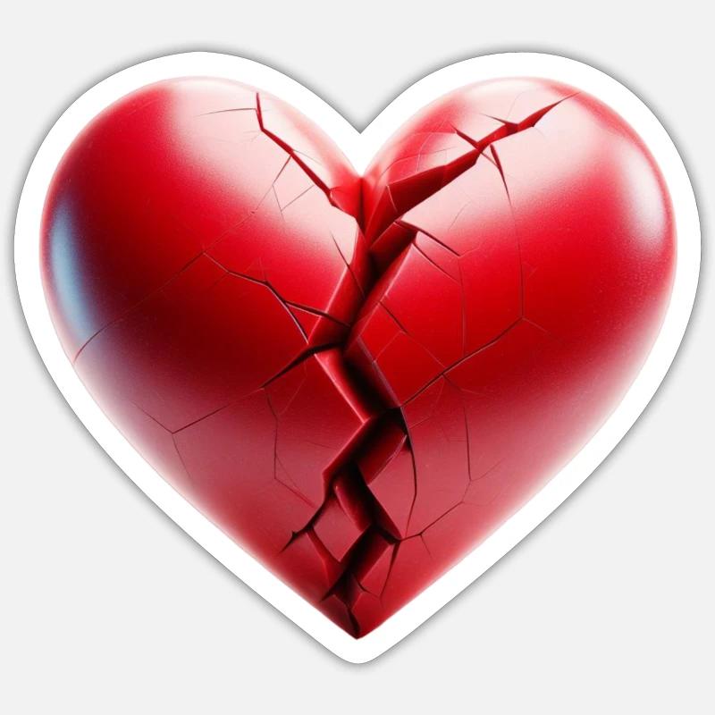 Broken Heart - Valentine's Day - Sticker size S (10 x 10 cm) - white matte
