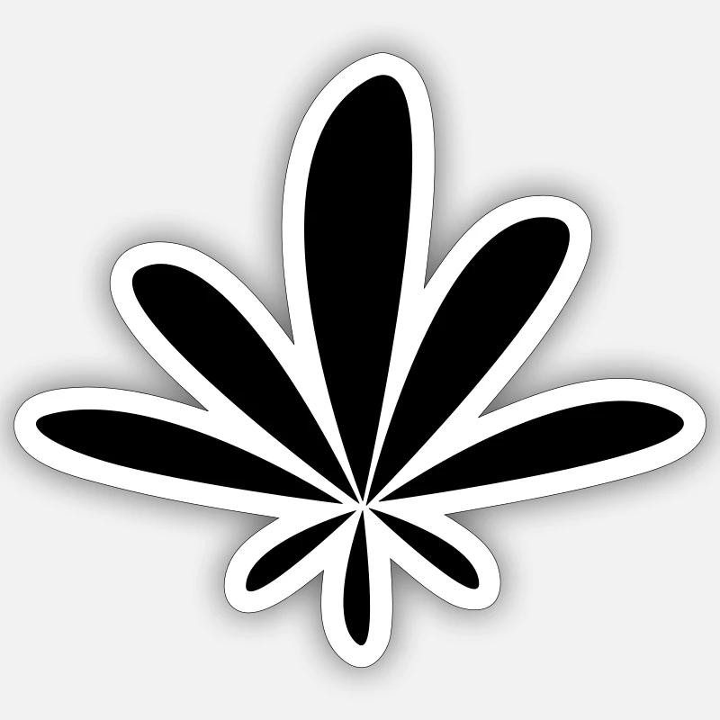 Feuille de chanvre arrondie - Sticker taille S (10 x 10 cm) - blanc mat