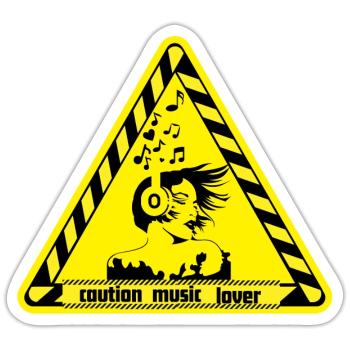 Warnschild für Musikliebhaber - Sticker Größe S (10 x 10 cm) - Mattweiß - Vorne