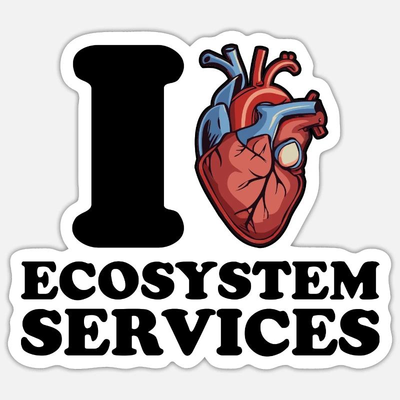 J’aime les services écosystémiques - Sticker taille S (10 x 10 cm) - blanc mat