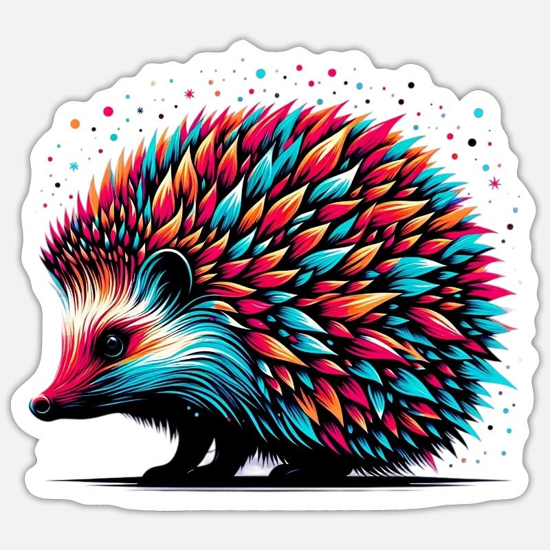 Hérisson - Sticker taille S (10 x 10 cm) - blanc mat
