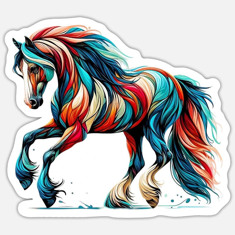Cheval - Sticker taille S (10 x 10 cm) - blanc mat