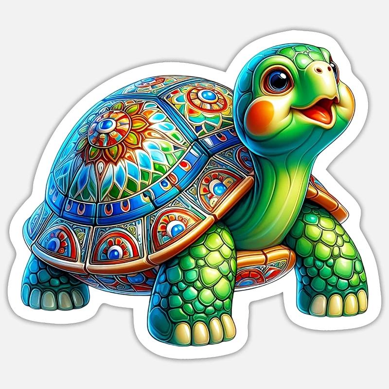 Tortue - Sticker taille S (10 x 10 cm) - blanc mat