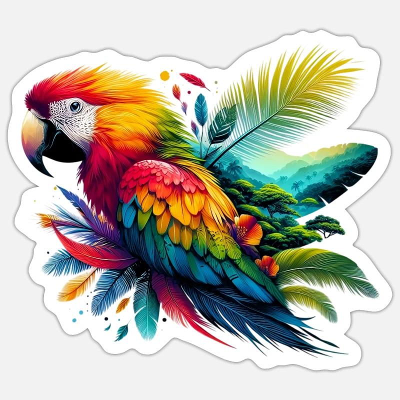 Perroquet - Sticker taille S (10 x 10 cm) - blanc mat