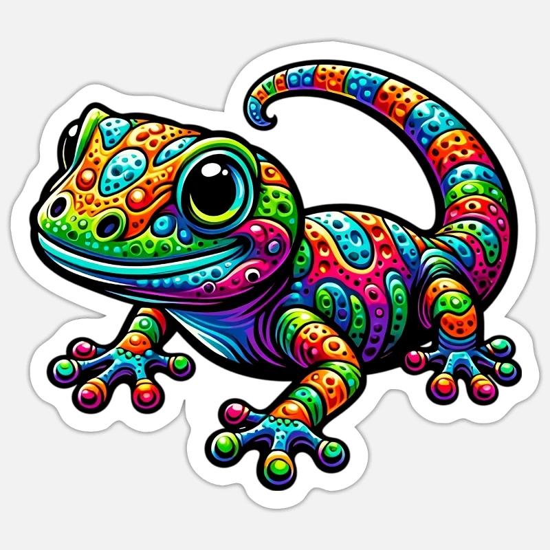 Gecko - Sticker taille S (10 x 10 cm) - blanc mat