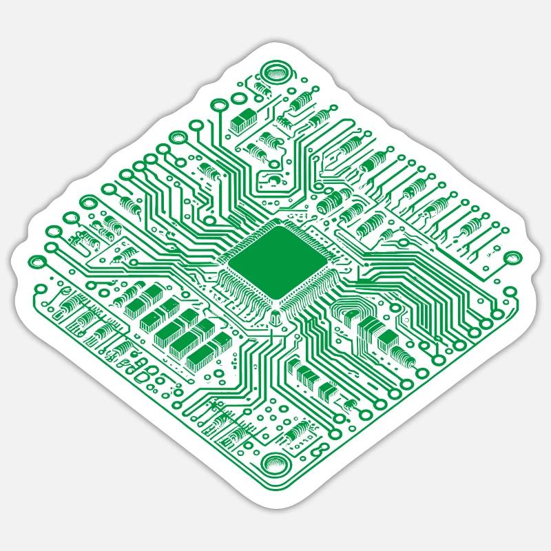 CPU anatomique et PCB - Cool Computer Scientists - Sticker taille S (10 x 10 cm) - blanc mat
