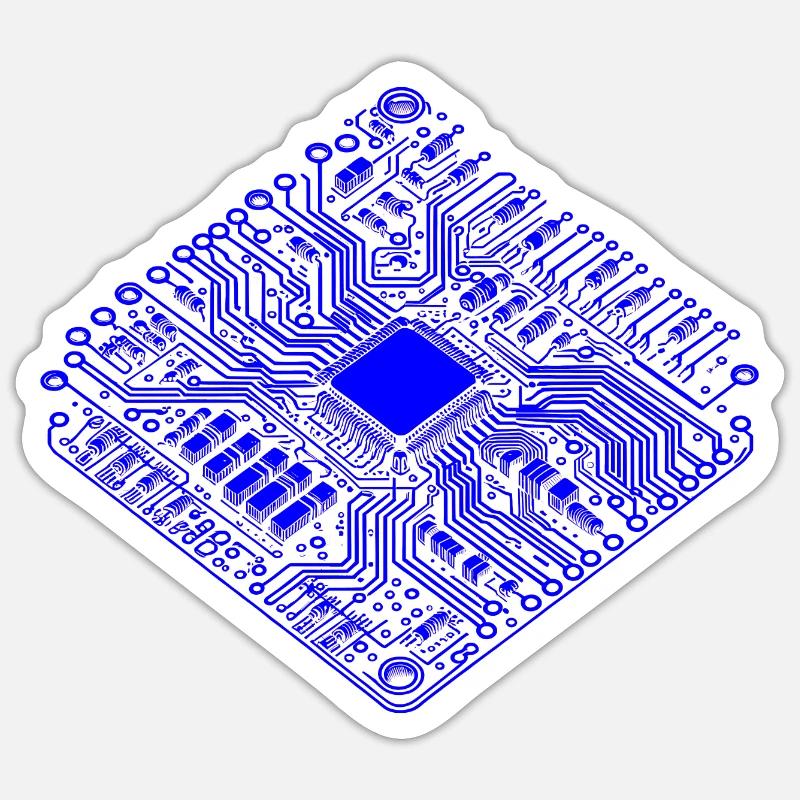CPU anatomique et PCB - Cool Computer Scientists - Sticker taille S (10 x 10 cm) - blanc mat