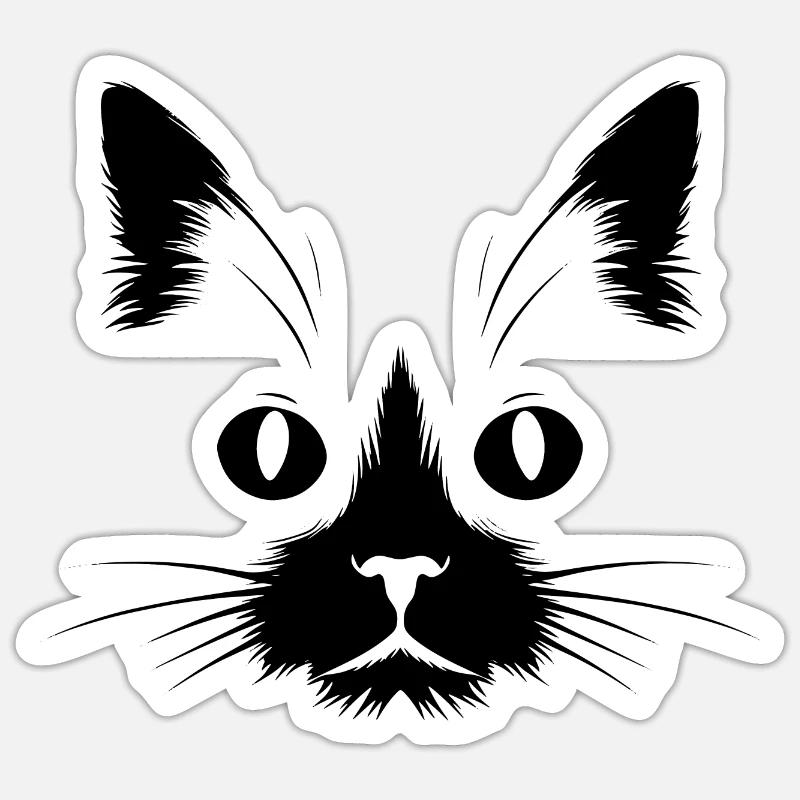 Chat, Motif De Chat - Sticker taille S (10 x 10 cm) - blanc mat