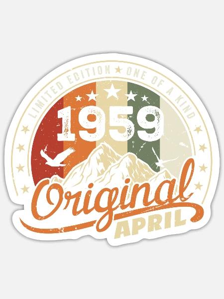 Original April 1959 Vintage Geschenk April 1959 - Sticker Größe S (10 x 10 cm) - Mattweiß
