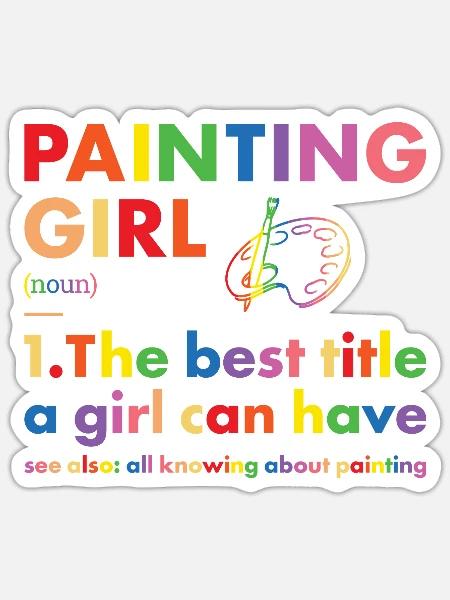 Painter Girl Definition Painting - Sticker Größe S (10 x 10 cm) - Mattweiß