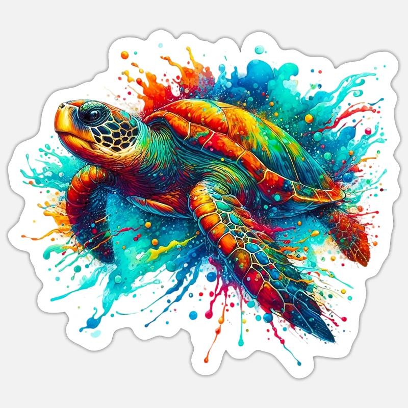 Schildkröte - Sticker Größe S (10 x 10 cm) - Mattweiß
