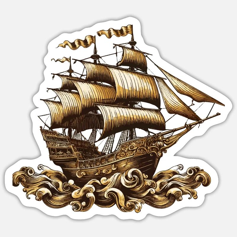 bateau - Sticker taille S (10 x 10 cm) - blanc mat