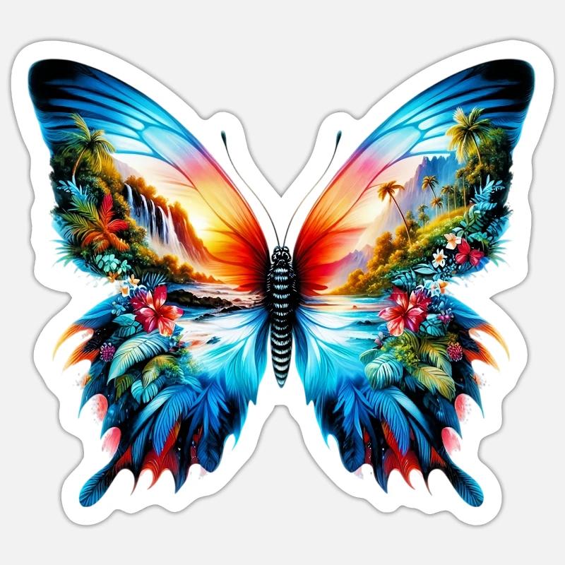 Schmetterling - Sticker Größe S (10 x 10 cm) - Mattweiß
