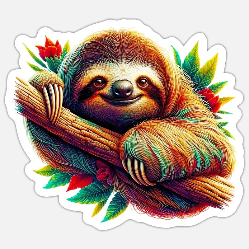 Faultier - Sticker Größe S (10 x 10 cm) - Mattweiß